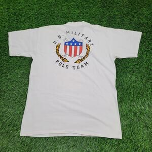 Vintage LEE US-Military Polo Team Shirt Large 21x28 White